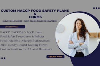 develop haccp food safety plans procedures and  forms