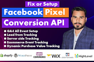 setup and fix for meta pixel, facebook capi, ga4, GTM, conversion tracking