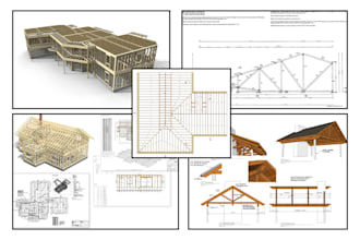 design timber or wood structure, framing and trusses plan