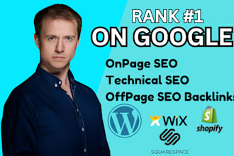 optimize shopify wix squarespace wordpress website seo for google 1st page rank