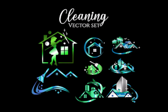 design modern custom home cleaning business logo