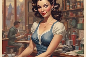 draw pin up girl and pin up girl illustration