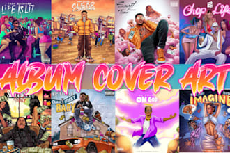 do cartoon album cover art mixtape hiphop or rock album or single ep punk