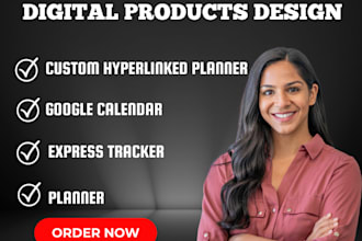 design custom hyperlinked planner, google calendar, expense tracker, planner