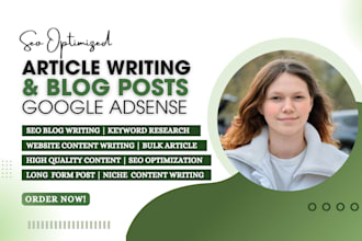 do bulk article writing, SEO blog posts website copywriting for google adsense