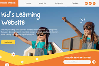 design kids learning website or kids store website, kids school website