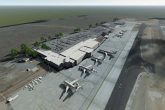 do 3d airport concept, airport virtual staging, airport layout design,