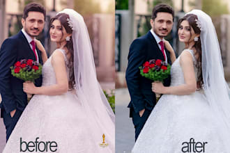 do bulk wedding photo editing in lightroom and photoshop