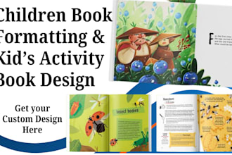 format childrens books, design kid workbook covers, and KDP coloring books