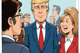 draw digital political editorial cartoon for social media