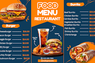 design modern restaurant menu design with rustic, takeout styles