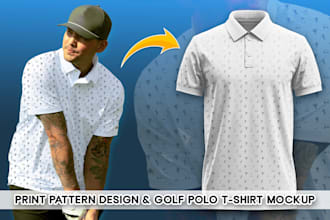design custom all over golf polo t shirt patterns and mockups for you