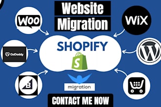 migrate wix to wordpress woocommerce  bigcommerce squarespace to shopify website