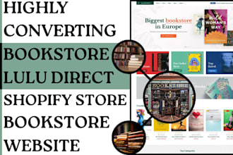 design a leading edge shopify bookstore connected to lulu direct and bookfunnel