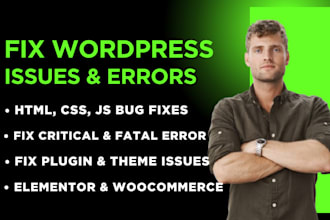 fix wordpress issues, error bugs fix wordpress website, critical error