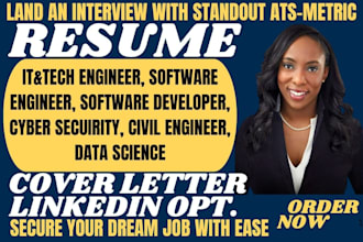 write professional resume for IT, cybersecurity, software engineer resume