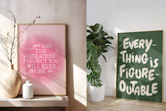 design trendy printable wall art, aesthetic poster and digital prints