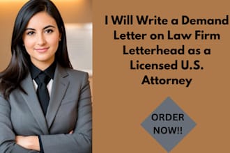 write a demand letter on law firm letterhead as a licensed US attorney