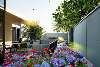 design 3d villa exterior,render garden,outdoor furniture fixture,balcony,3ds max