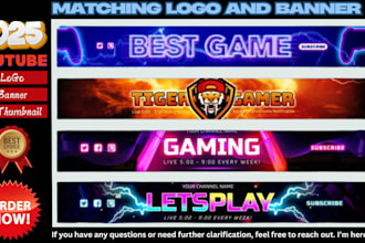 design pfp logo, cartoon banner and avatar for youtube and twitch streamers