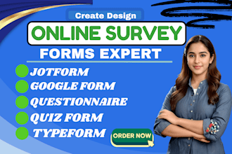 design responsive online form quiz survey using jotform, google forms, typeform