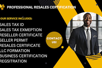 help you get a resale certificate, seller permit and tax exemption