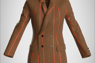 design realistic 3d clothing mesh for second life, 3d tracksuit with textures