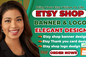 create elegant etsy shop banner and logo, for etsy branding, etsy shop kit