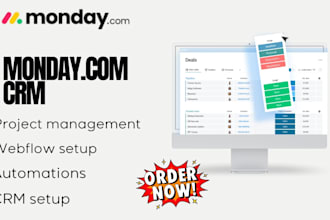 set up and automate monday CRM, clickup, trello, make integromat, and notion