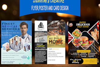 eyecatching flyers, brochures, posters,menu and cards