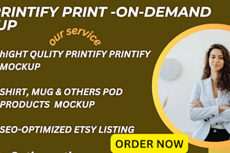 design etsy printify print on demand mockup etsy listing for shirt mug