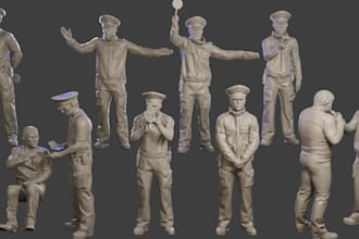 sculpt printable 3d model, 3d action figure, articulated 3d sculpting stl file