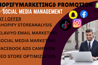 set up shopify marketing, facebook shop, social media management, and tiktok ads