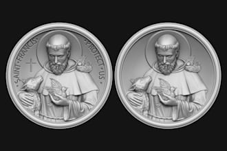 design 3d medallions,coins,bas relief,embossed and debossed relief sculpt,zbrush