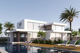 optimize 3d villa, model cgi apartment, minimalist house,3d beach, resort design