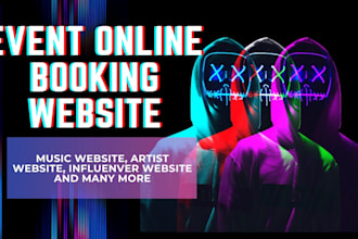 design event website, influencer, music studio website, ticket booking website