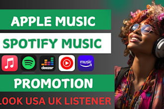 do organic music promotion apple music spotify to 100k USA UK audience