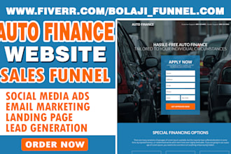 design auto finance landing page auto finance website auto finance sales funnel