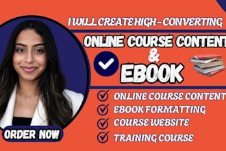 create seo course content ebook and teachable online course website