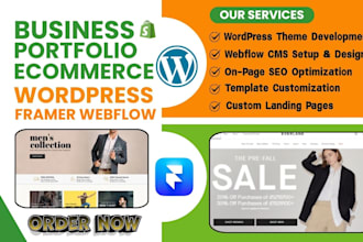 design portfolio landing page ecommerce business website blog framer wix webflow