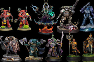 3d print and paint diorama miniature warhammer 4ok fiqures scuipt 3d characters