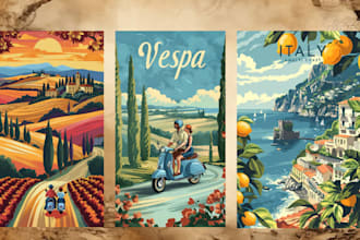 create unique retro, vintage flyer or poster