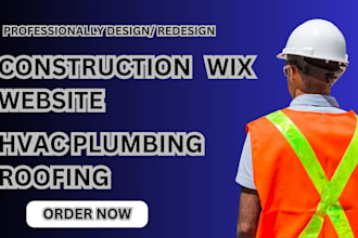 design construction, roofing, hvac, plumbing website on wix, wix design