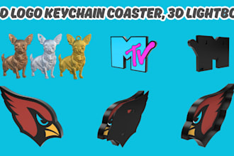 design custom 3d lightbox keychain, coaster from logo or text, 3mf file or stl