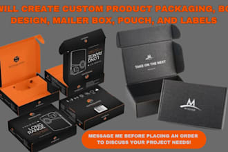 create custom product packaging, box design, mailer box, pouch and labels design