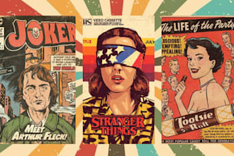 create retro vintage illustration album or book cover n poster