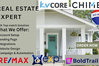 set up lofty CRM website, boldtrail, kvcore, chime, follow up boss, kv core CRM