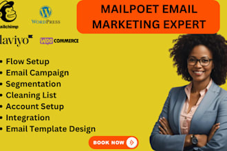 setup woocommerce wordpress mailchimp klaviyo email marketing flows and leads