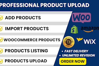 add upload import products to wix shopify woocommerce product listing in 1 day