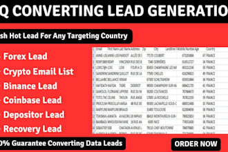 provide quality forex leads, crypto email list, binace leads, forex leads